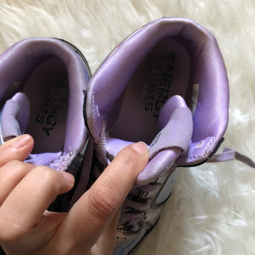 GIRLS SKETCHER PURPLE METALLIC LIKE SNEAKERS - Picture 4 of 5